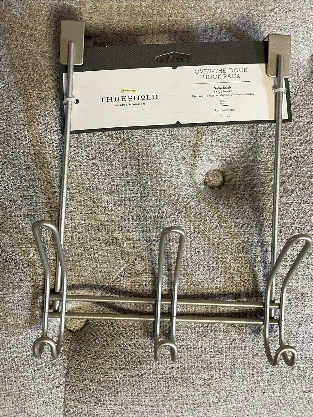 Threshold Three-Hook Over-the-Door Rack in Satin Silver